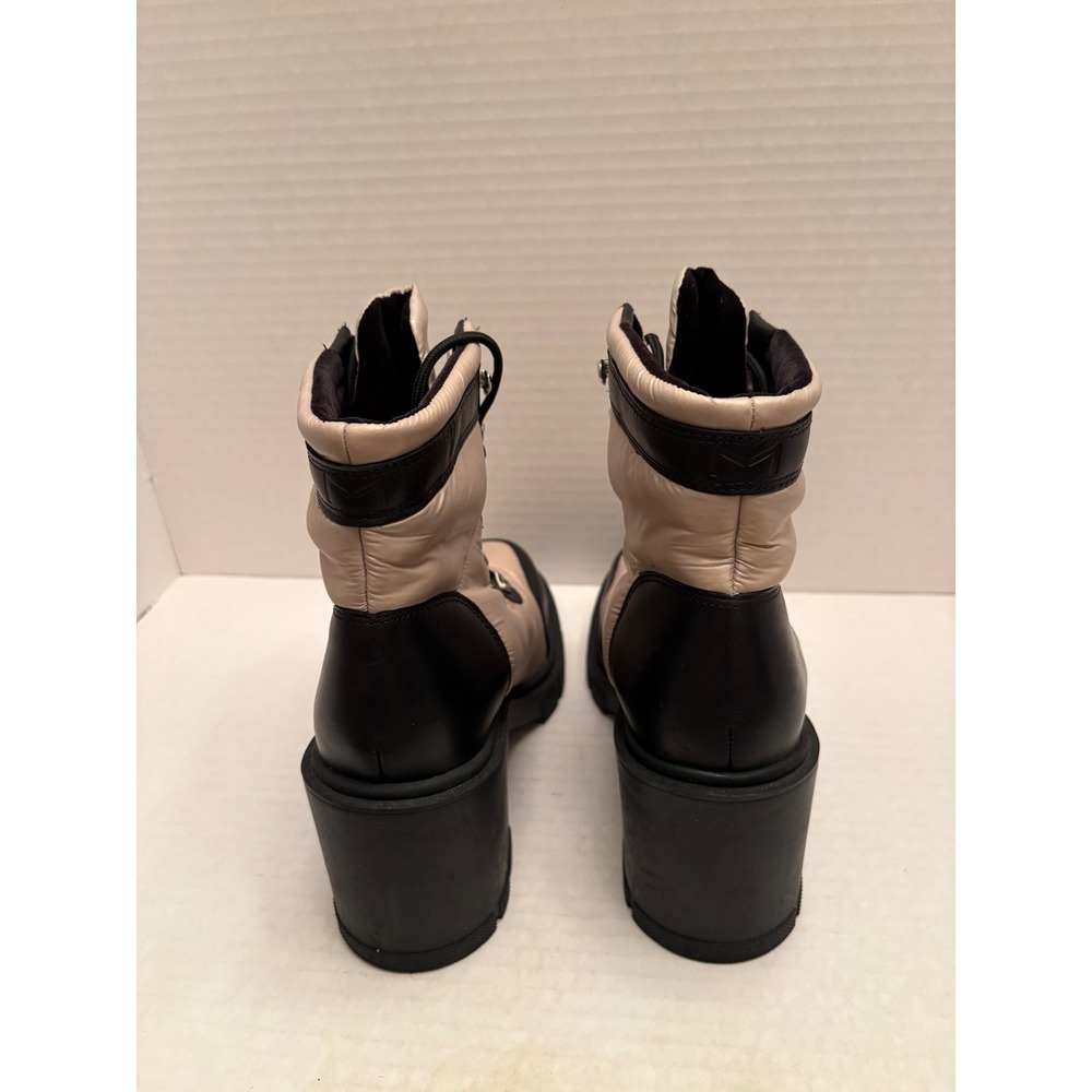 Marc Fisher LTD Vaina2 Beige Black Quilted Puffer Leather Lug Sole Boots 8M - Picture 4 of 10